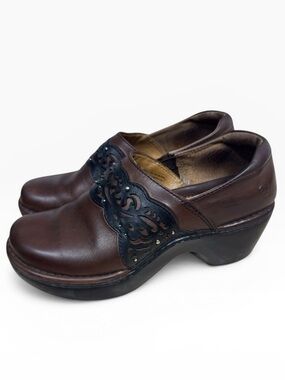 Ariat Tambour Brown Leather Clogs Studded Band Comfort Shoes US Size 6
